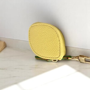 Monedero, llavero de limón, cartera con llavero, dije para bolso de cuero, accesorios de cuero, regalo para ella