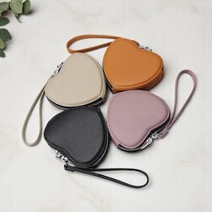 Portamonete, portachiavi a forma di cuore, custodia per AirPod, portafoglio portachiavi, ciondolo per borsa in pelle, accessori in pelle, regalo per lei, regalo di compleanno