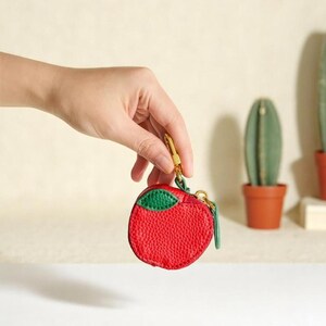 Geldbörse, Apfel Süßer Schlüsselbund, Geldbörse, Taschenanhänger aus Leder, Leder-Accessoires, Mode-Accessoires, Geschenk für Sie, Geschenk Freundin