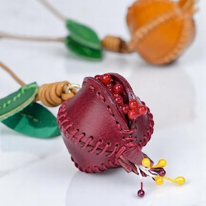 Charm de sac, breloque porte-clés, grenade, breloque en cuir, cadeau pour petite amie, cadeau pour elle, cadeau mode, étiquette de bagage