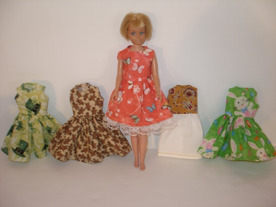 Handmade for Vintage Skipper doll clothes - Lot of 5 dresses only - No doll