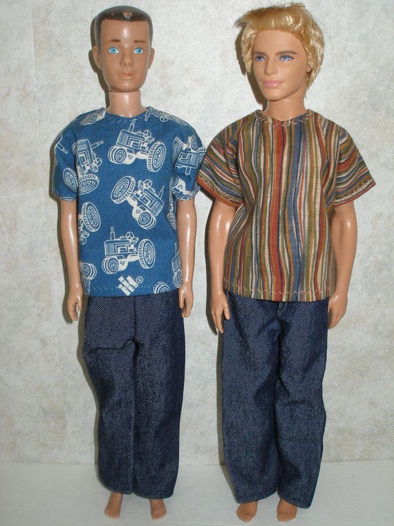 DOLL CLOTHES HANDMADE NEW BARBIE KEN PAJAMAS BLUE DOT PRINT