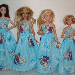 Handmade 11.5" fashion doll clothes - Regular, Tall, Curvy or Petite - aqua princesses gown with white boa