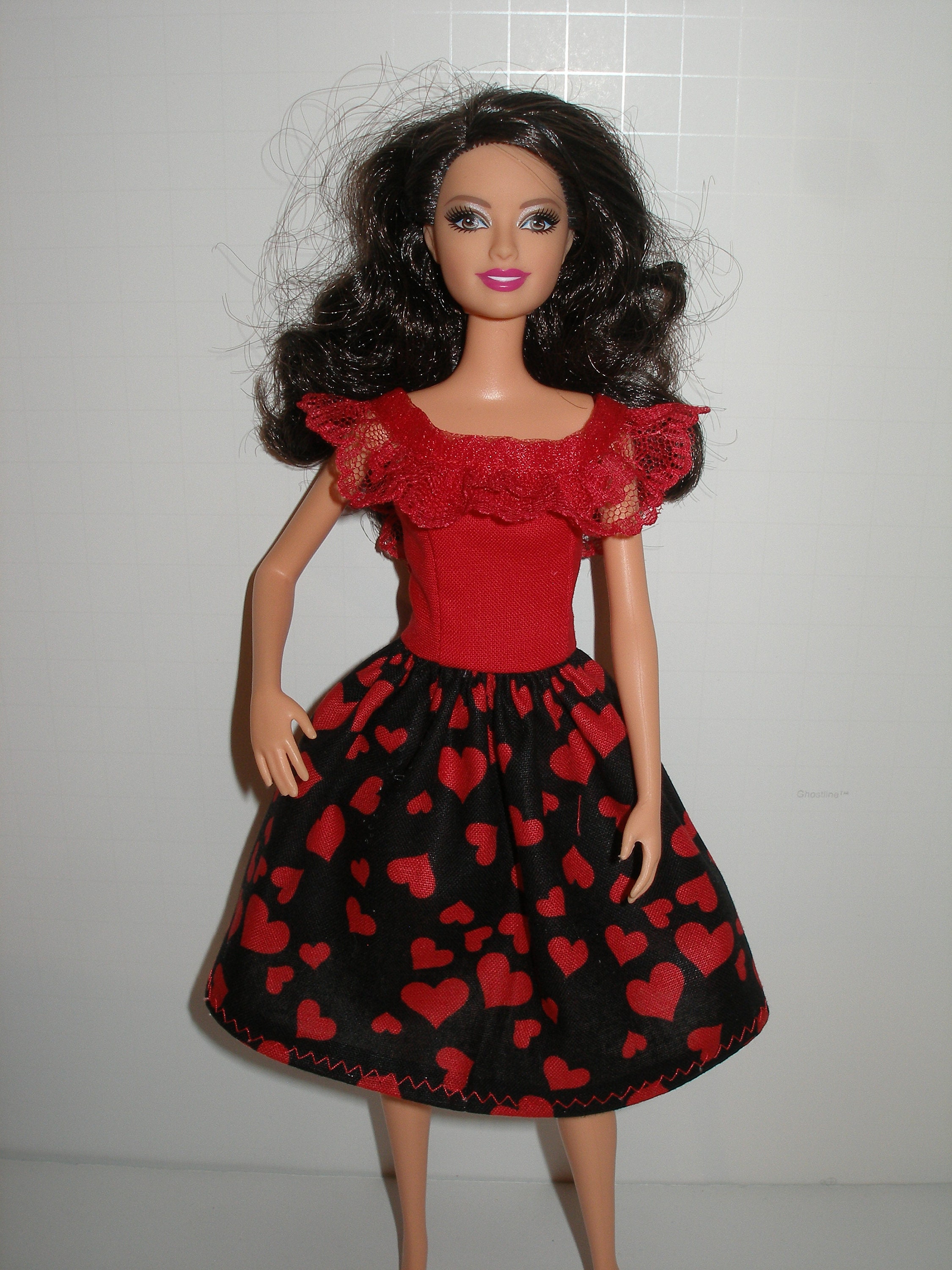 Red with colorful butterfly dress handmade to fit 11.5 inch dolls Doll sundress