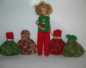 Handmade Stacie clothes - Lot of 5 Christmas outfits only - No doll