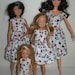Handmade 11.5' fashion doll and sisters clothes - 4 fashion doll sisters white with red and blue stars print dress 