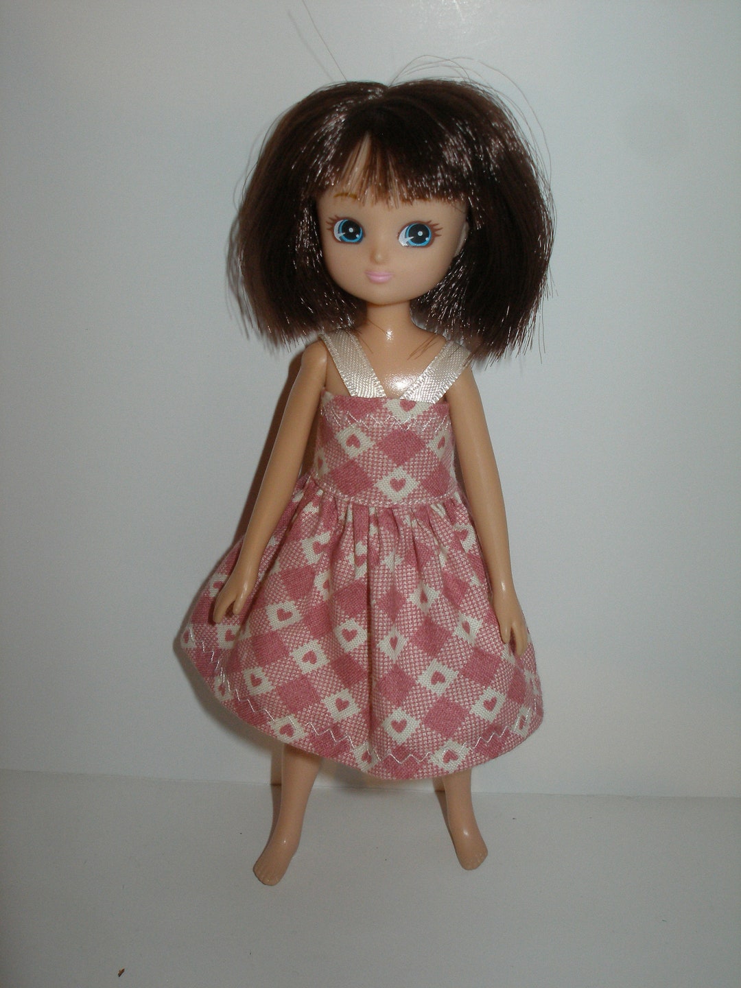 Handmade 7 Doll Clothes for Lottie Doll or Tutti Doll Dusty Pink Plaid With Harts Print Dress Etsy