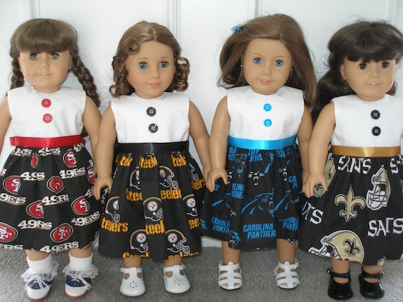 Handmade Dress for 18 inch dolls  - football team print - Choose 1