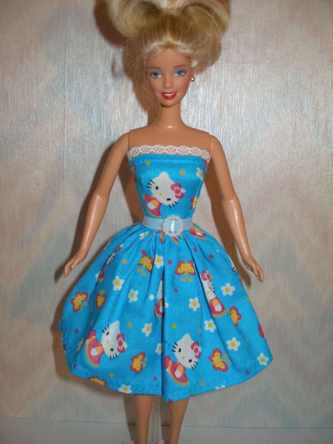 Handmade Barbie Doll Clothes Blue Hello Kitty Dress Etsy
