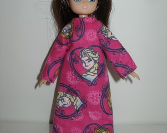 Handmade 7" doll clothes for Lottie - Flannel night gown -- Your choice of print