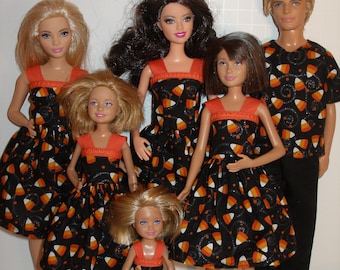 Handmade 11.5" fashion doll clothes - 4 sisters glittery candy corn dress or Ken outfit