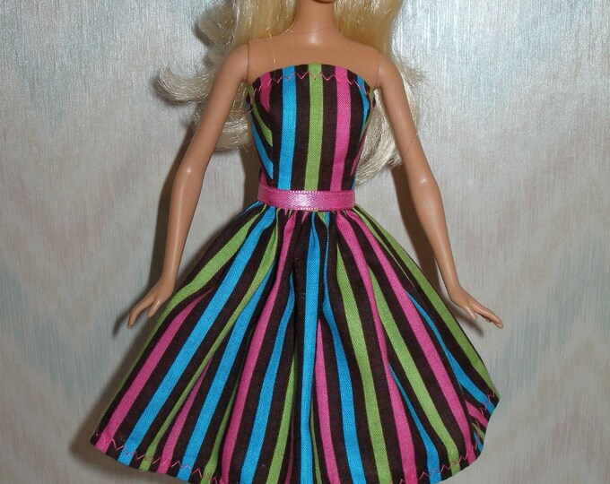 Handmade Barbie Doll Clothes Striped Dress - Etsy
