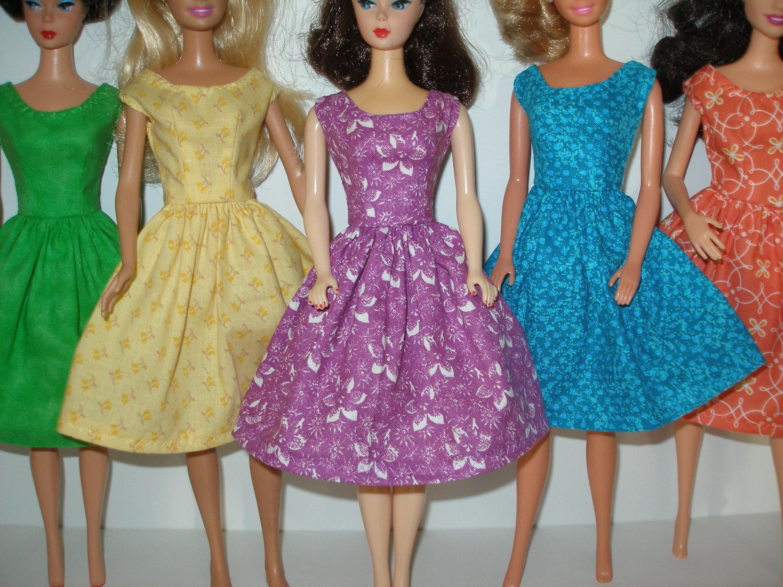 Handmade 115 fashion doll clothes mixed lot of 5 colorful print dresses