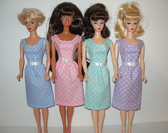 Handmade 11.5" fashion doll dress -Your choice - choose 1 - pink, blue, orchid or aqua and white polka dot