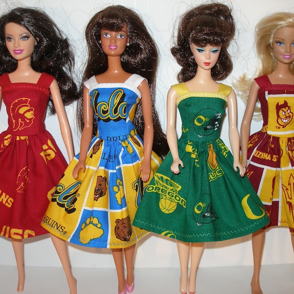 Handmade 11.5" fashion doll clothes - Your Choice - Choose 1 - USC, UCLA, Oregon, Arizona, Kansas, BYU, Texas Tech, U of Missouri, U of Utah