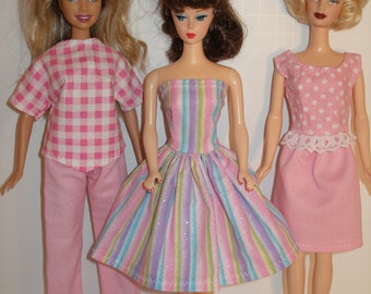 Handmade 11.5" fashion doll clothes - 5 piece set - your choice of color- pink, blue, yellow, purple or green