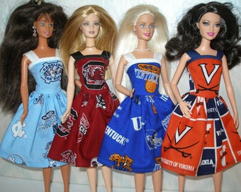 Handmade 11.5" fashion doll clothes - Your Choice - Choose 1 - South Carolina, N Carolina Tar heels, U of Virginia, Ole Miss, U of Kentucky