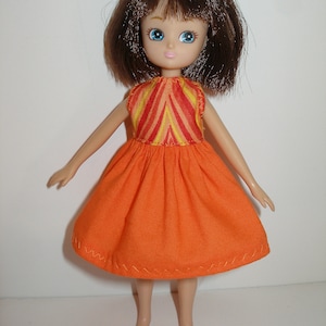 Handmade 7&quot; doll clothes for Lottie - Orange  Skirt Dress
