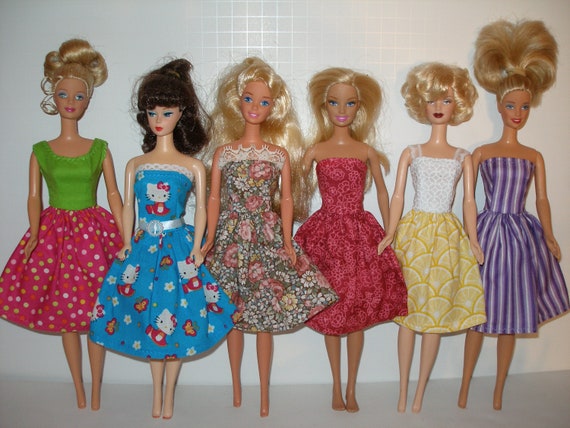 Lot of 11.5 Fashion Doll Clothes Mixed Lot of 6 Dresses and 9