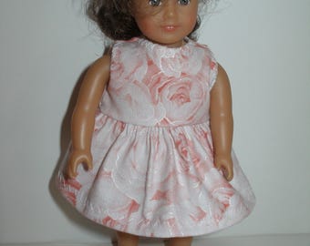 Dress for 6 1/2 inch dolls  - coral and white roses floral print dress