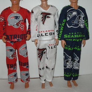 Handmade 12&quot; Male fashion doll clothes - Choice of football team pajamas - Choose 1