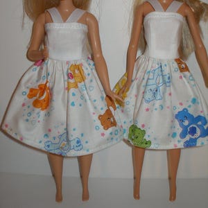 Handmade 11.5&quot; fashion doll clothes - Regular or Curvy  - white bears print sundress