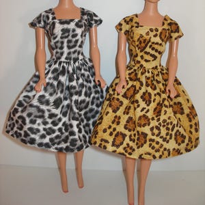 Handmade 11.5&quot; fashion doll clothes - Choose 1 - your choice of either black or brown animal print dress