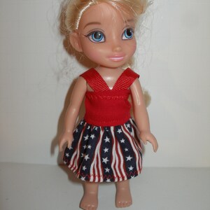 Dress with ribbon straps for 6 inch princess dolls - your choice of print