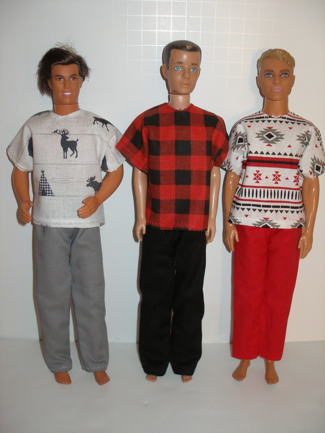 Handmade 12 Male Fashion Doll Clothes 6 Piece Mix and Match Set Black