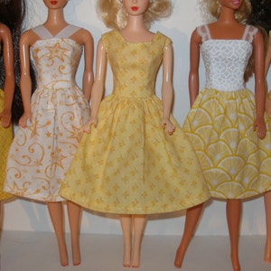 Handmade 11.5&quot; Fashion Doll clothes - mixed lot of 5 yellow print dresses