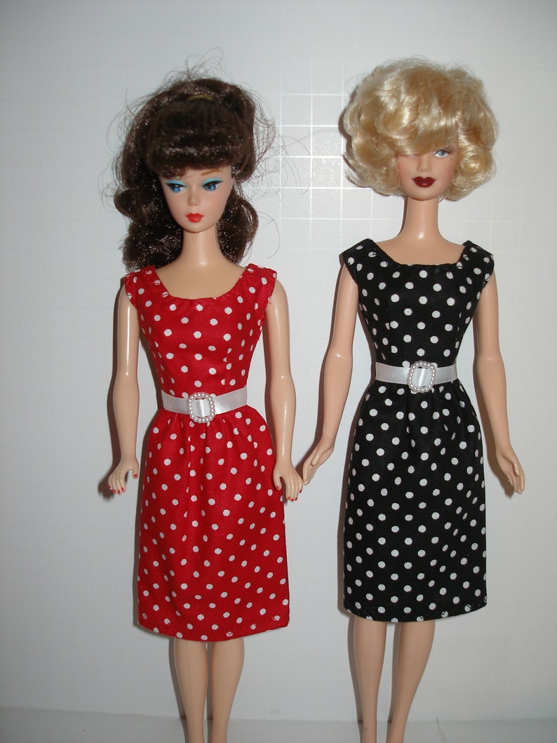 Handmade 11.5' fashion doll dress -Your choice - choose 1 - red, navy blue or black and white polka dot 