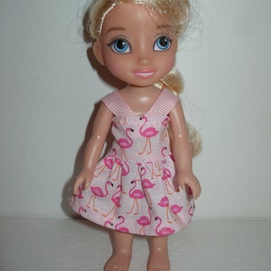 Dress with ribbon straps for 6 inch princess dolls - your choice of print