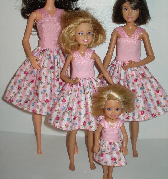 Handmade 11.5 Fashion Doll and Sisters Clothes 4 Fashion Doll Sisters Pink Rose Stripe Print Dresses Etsy Canada