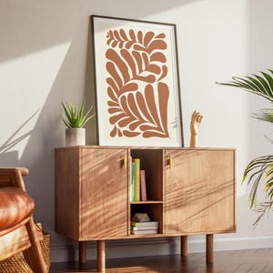 Brown Abstract Boho Wall Art, Digital Printable Poster