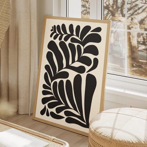 Black Abstract Boho Wall Art, Digital Printable Poster