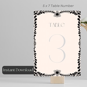 Talavera Mexican Table Number Signs, Papel Picado Wedding Table Numbers, Editable Printable Digital Instant Template, Table Number Cards