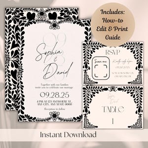 Mexican Talavera Wedding Invitation Template: Bilingual Papel Picado Design (Digital Download, Canva Edit