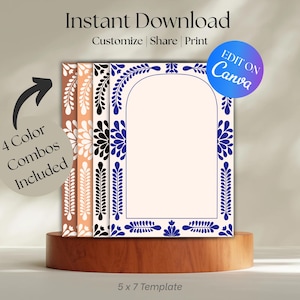 Tom 5x7 DIY Talavera-inbjudan, digitalt redigerbar utskrivbar