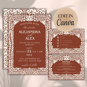 Terracotta Talavera Wedding Template Bundle, Editable Printable Digital Bundle, Hacienda Wedding, Instant Download, Papel Picado Wedding
