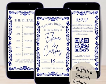 Talavera Wedding Invitation Video | Bilingual Editable Template (Digital Download)