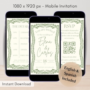 Mexican Wedding Video Invitation: Editable Mobile Evite (Digital Template, Bilingual Canva Invite)