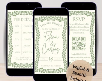 Mexican Wedding Video Invitation: Editable Mobile Evite (Digital Template, Bilingual Canva Invite)