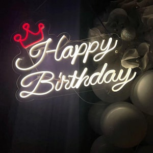Personalisierte Happy Birthday Neon Schilder - LED Event Decor - Benutzerdefinierte Geburtstag Neon Schilder - Neon Decor Lights - Acryl Geburtstagsgeschenke LED Schilder