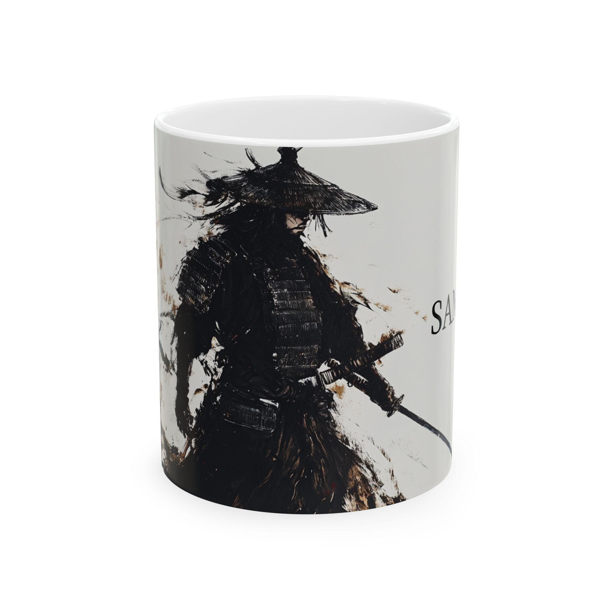 SAMURAI Ceramic Mug Cup, Japanese Warrior Tea Coffee Cup, Asian Inspired Gift, Martial Art Mug, Zen Spirit Coffee Mug, Warrior Culture