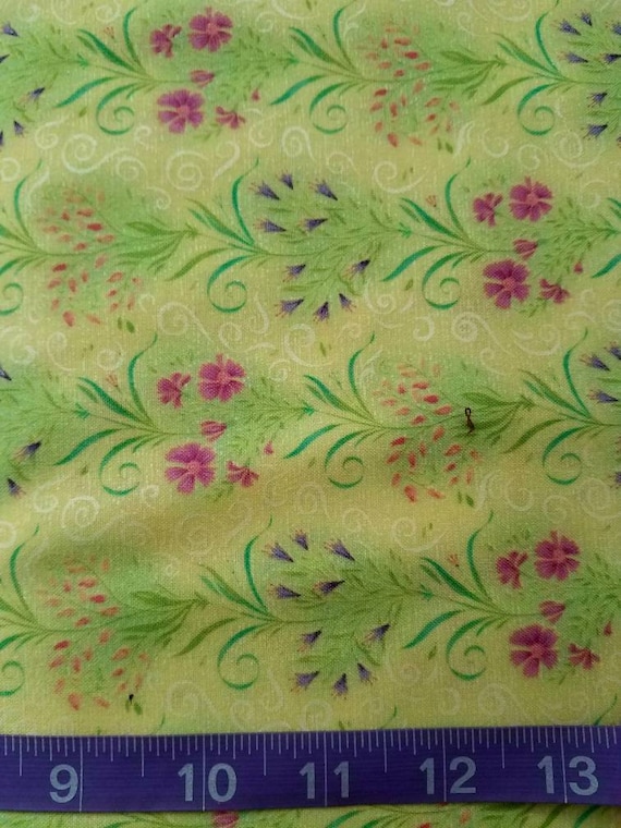 Floral Quilt Fabric, Henry Glass Romance Print, Pearlized Swirl Etching (100% Cotton)