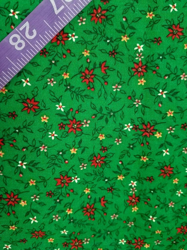 Floral fabric with flowers cotton print quilt sewing quilting material for crafts crafting projects by the yard BTY quilters fabric green