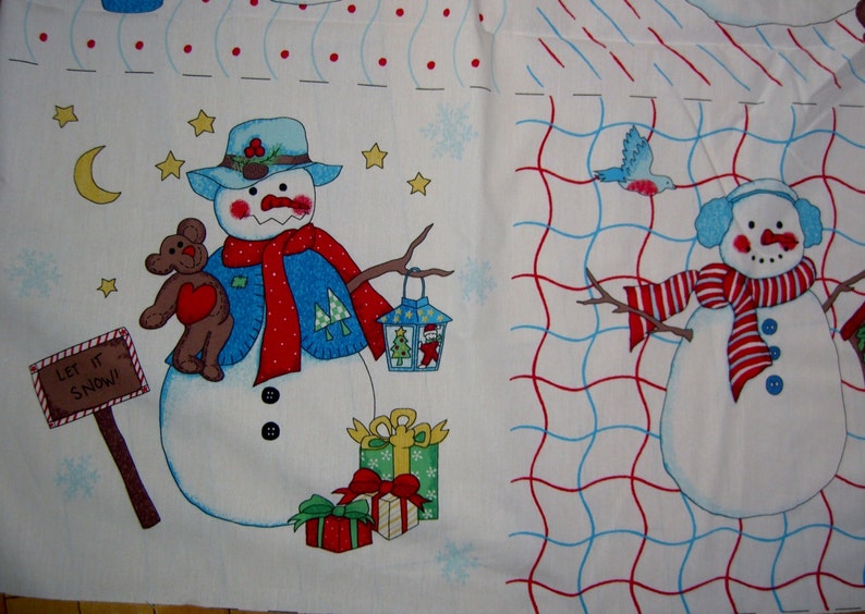 Christmas Pillow Panels Squares Snowman Fabric 18 Etsy