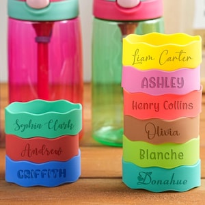 Personalized Bottle labels,Bottle Bands for Kid,Cup label bands, Sippy cup label, Water bottle label,Sport bottle label,Engraved Band Gift