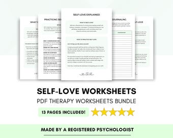 Selbstliebe-Arbeitsblätter für Selbstmitgefühl und Selbstvertrauen (PDF Digital Download)