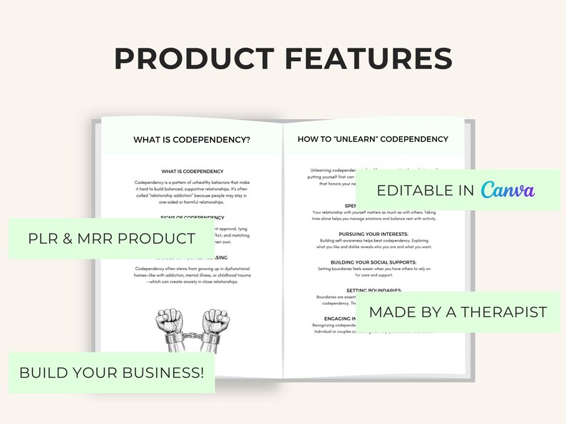Codependency Therapy Worksheets, Canva Editable With Private Label and ...